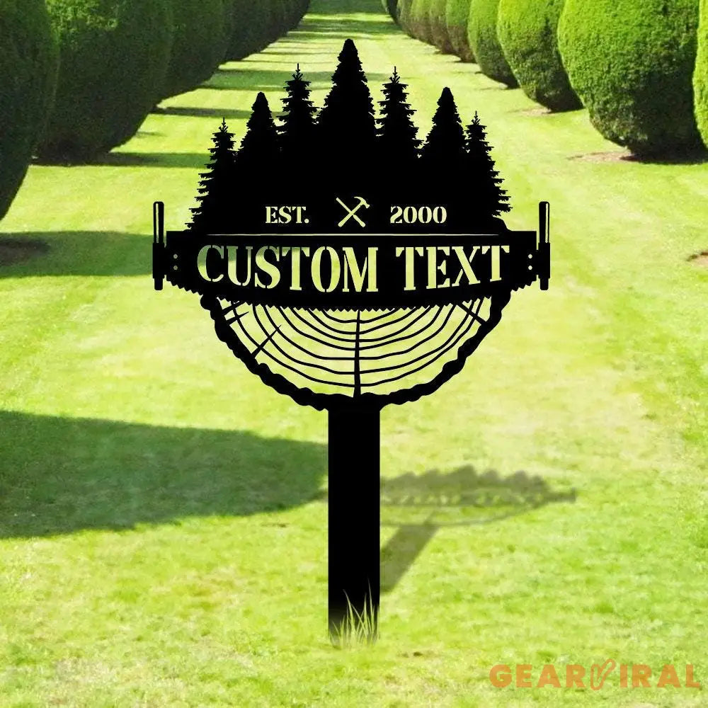 Crosscut Saw Monogram Garden Sign Garden Metal Stake Personalized Name Yard Sign Outdoor Door Garden Decor Metal Sign