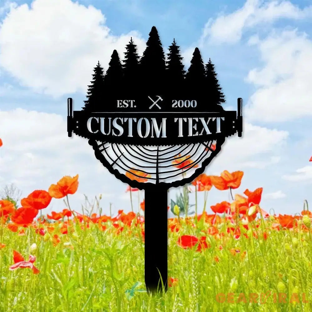 Crosscut Saw Monogram Garden Sign Garden Metal Stake Personalized Name Yard Sign Outdoor Door Garden Decor Metal Sign