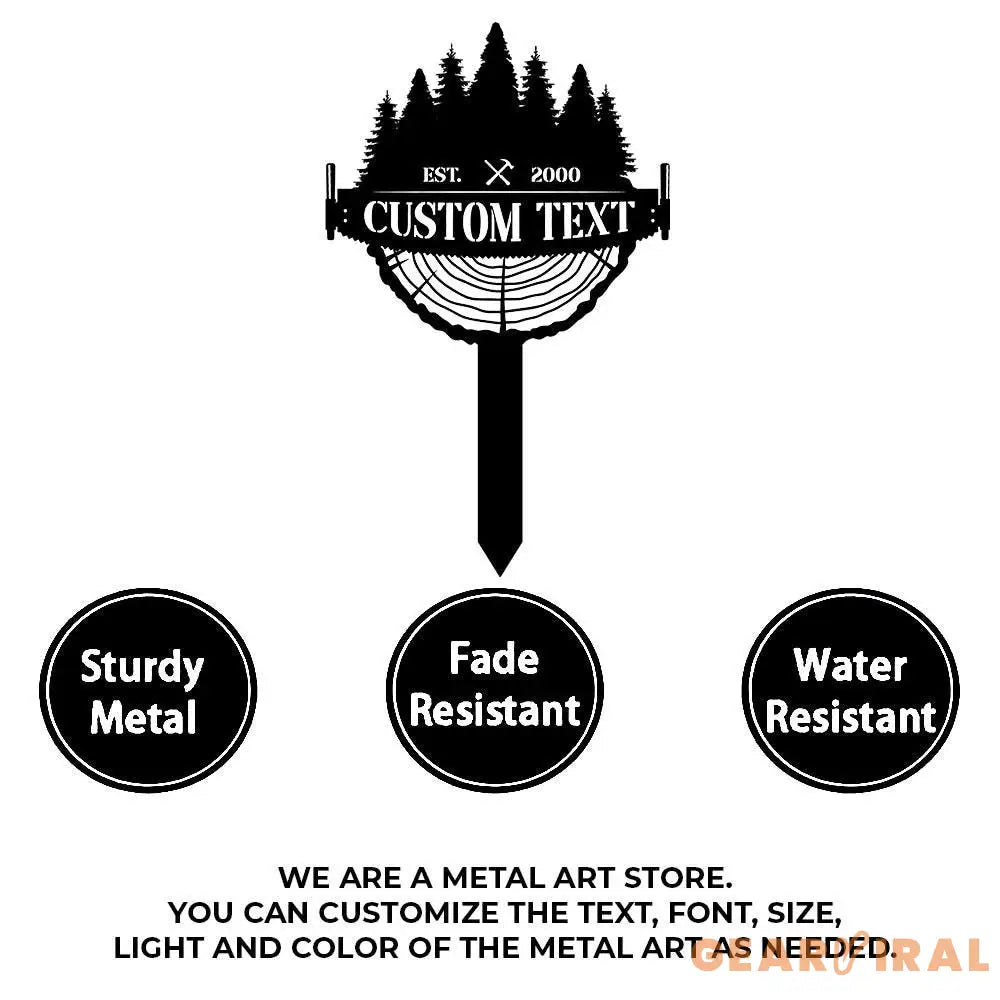 Crosscut Saw Monogram Garden Sign Garden Metal Stake Personalized Name Yard Sign Outdoor Door Garden Decor Metal Sign