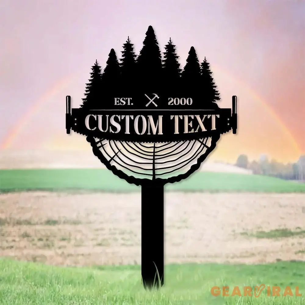 Crosscut Saw Monogram Garden Sign Garden Metal Stake Personalized Name Yard Sign Outdoor Door Garden Decor Metal Sign