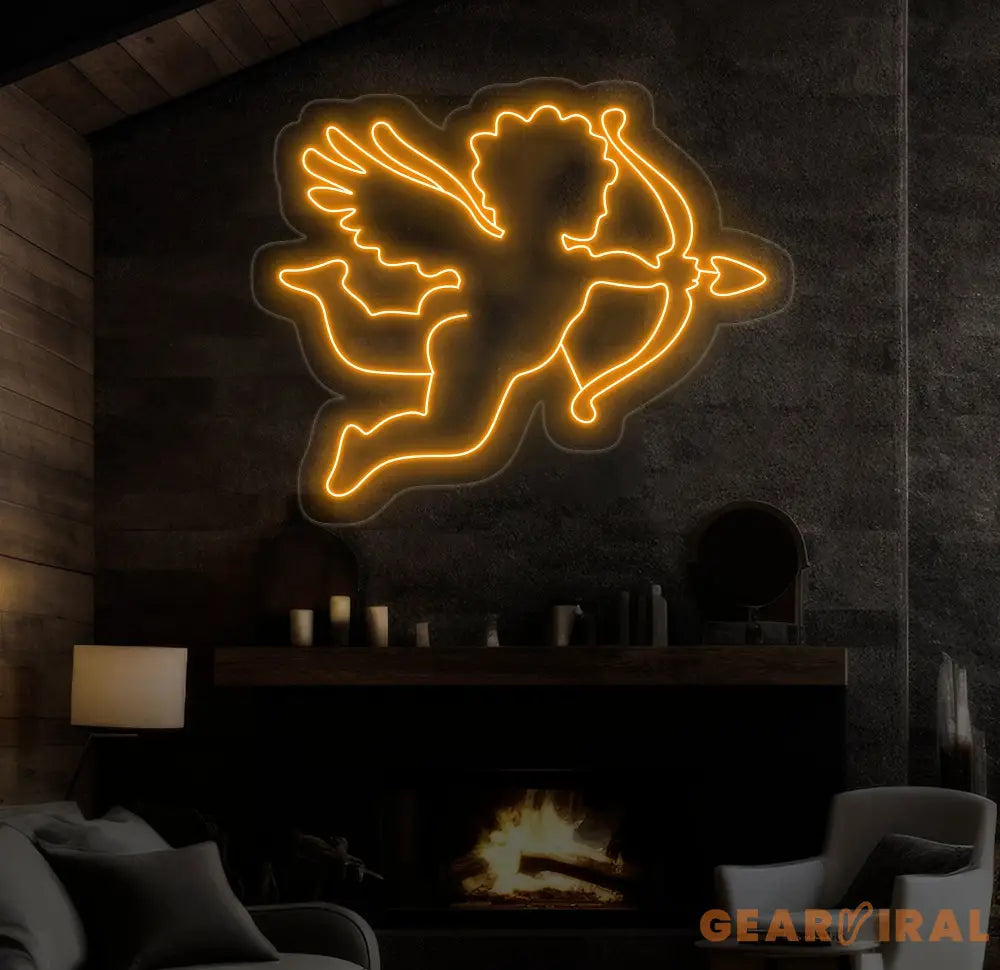 Cupid Neon Sign - LED Angel with Bow and Arrow Valentine’s Day Decor Cupid LED Light Personalized Gift for Romantic