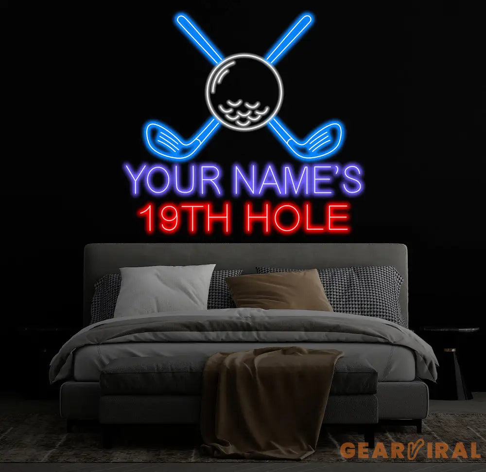 Custom 19th Hold Golf Neon Sign Personalized Golf Sign Golf Neon Sign Golf Neon Light Golf Decors Golf Lover Gifts Dad