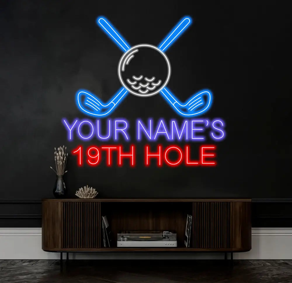 Custom 19th Hold Golf Neon Sign Personalized Golf Sign Golf Neon Sign Golf Neon Light Golf Decors Golf Lover Gifts Dad