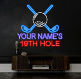 Custom 19th Hold Golf Neon Sign Personalized Golf Sign Golf Neon Sign Golf Neon Light Golf Decors Golf Lover Gifts Dad