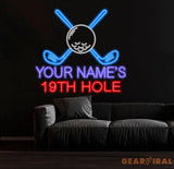 Custom 19th Hold Golf Neon Sign Personalized Golf Sign Golf Neon Sign Golf Neon Light Golf Decors Golf Lover Gifts Dad