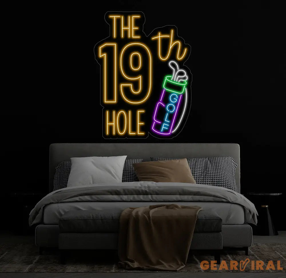 Custom 19th Hold Golf Neon Sign Personalized Golf Sign Golf Neon Sign Golf Neon Light Golf Decors Golf Lover Gifts Dad