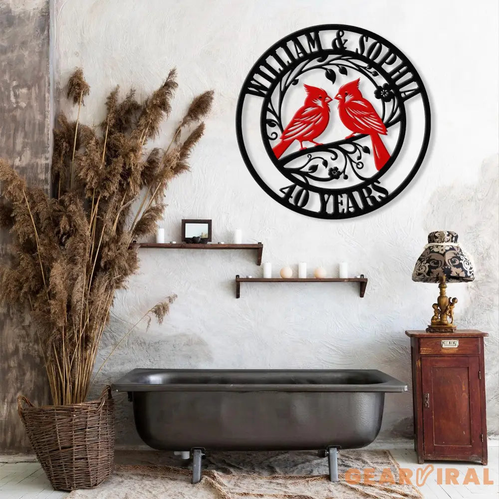 Custom 40th Wedding Anniversary Cardinals Metal Sign Personalized Wedding Gifts Custom Wedding Signs Bird Wall Decor