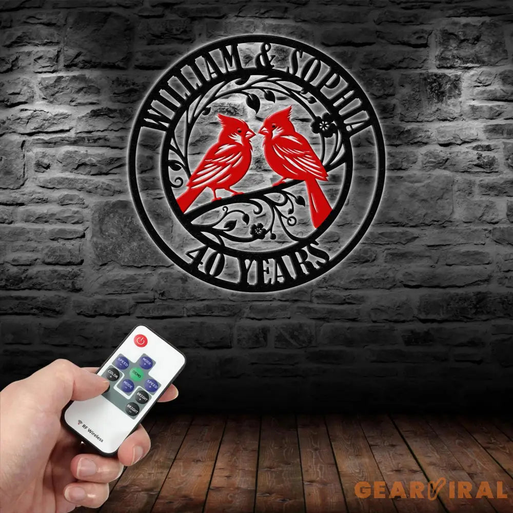 Custom 40th Wedding Anniversary Cardinals Metal Sign Personalized Wedding Gifts Custom Wedding Signs Bird Wall Decor