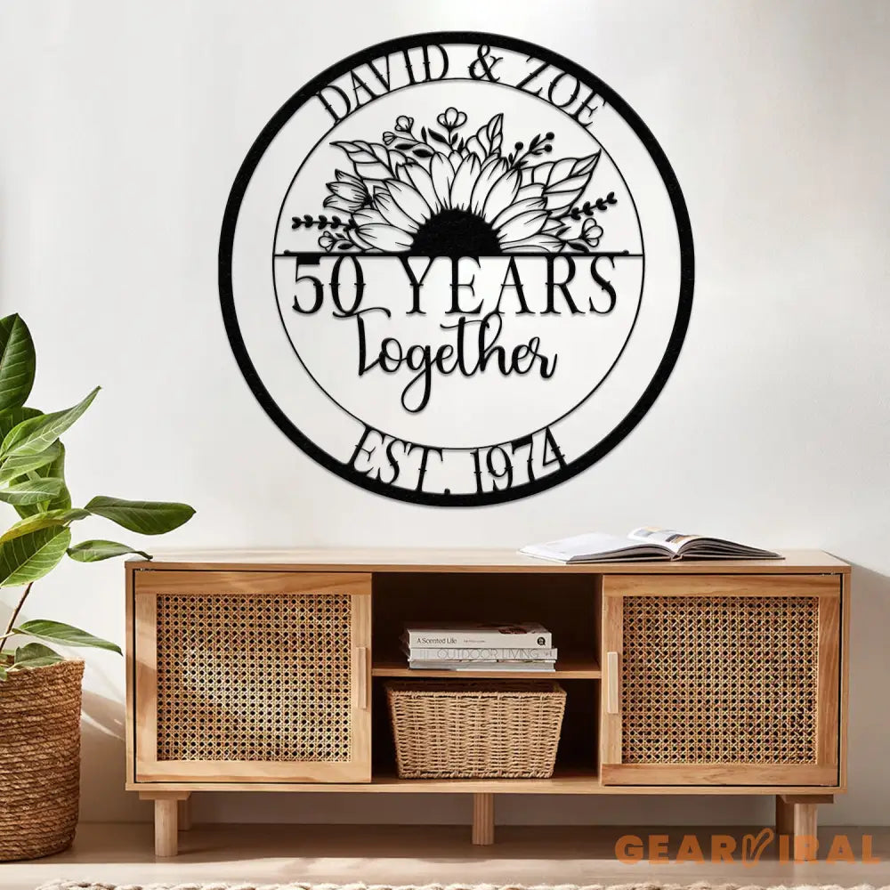 Custom 50 Years Together Anniversary Sign - Personalized Couple Name Sign with Love Birds Perfect Anniversary Gift