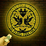 Custom 50 Years Together Anniversary Sign - Personalized Couple Name Sign with Love Birds Perfect Anniversary Gift