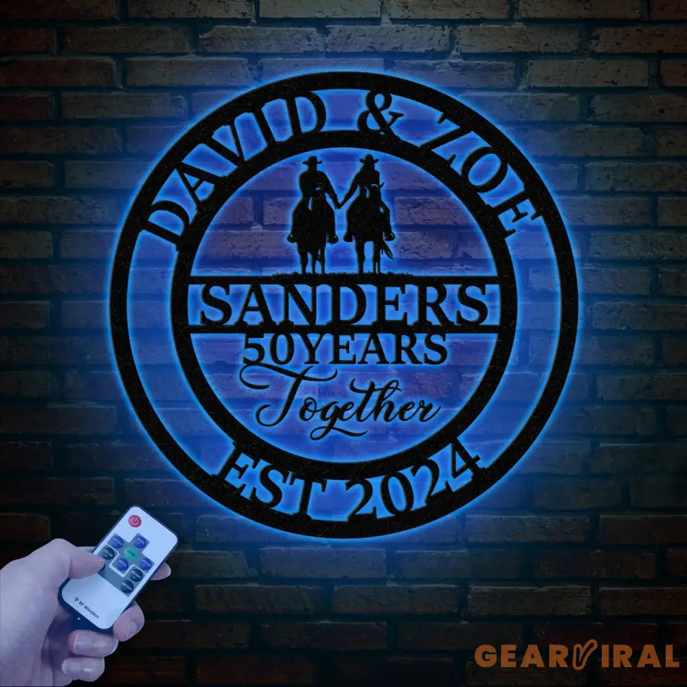 Custom 50 Years Together Anniversary Sign - Personalized Cowboy & Cowgirl Metal Sign Perfect Anniversary Gift Wedding