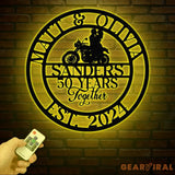 Custom 50 Years Together Biker Couple Metal Sign - Personalized Motorcycle Rider Wall Art - Anniversary or Wedding Gift