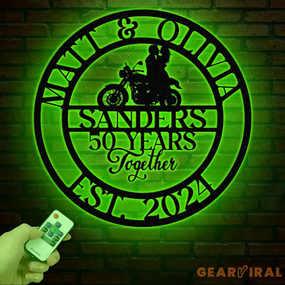 Custom 50 Years Together Biker Couple Metal Sign - Personalized Motorcycle Rider Wall Art - Anniversary or Wedding Gift