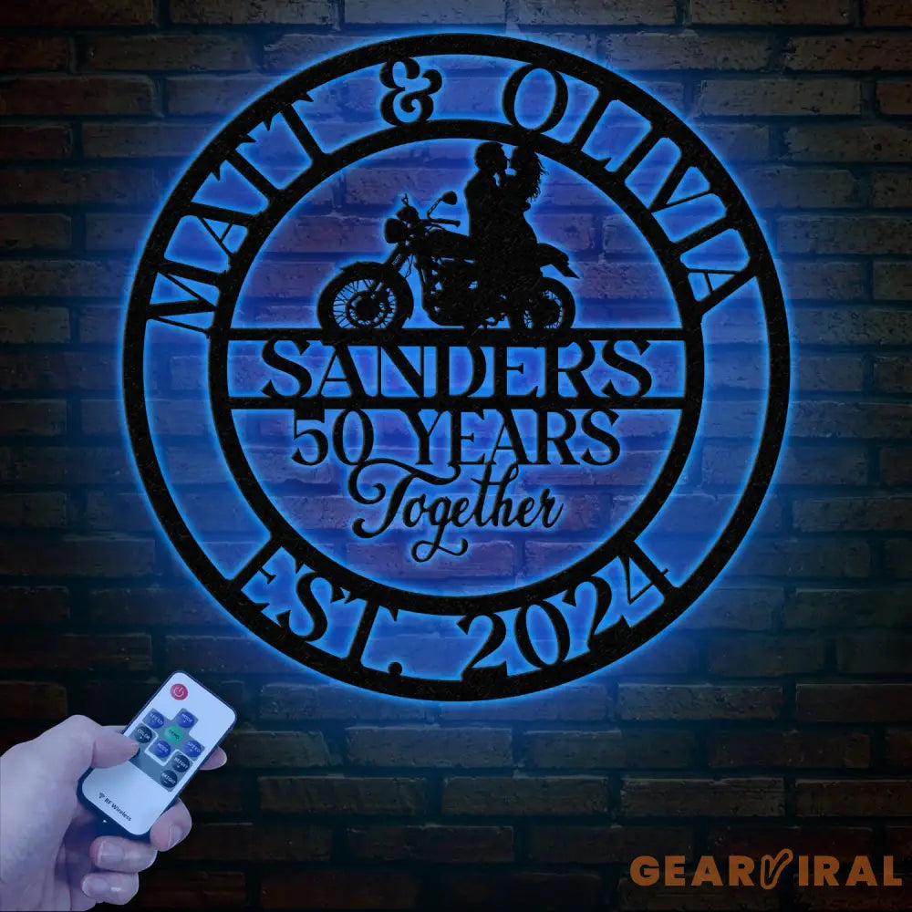 Custom 50 Years Together Biker Couple Metal Sign - Personalized Motorcycle Rider Wall Art - Anniversary or Wedding Gift