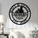 Custom 50 Years Together Biker Couple Metal Sign - Personalized Motorcycle Rider Wall Art - Anniversary or Wedding Gift