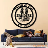 Custom 50 Years Together Biker Couple Metal Sign - Personalized Motorcycle Rider Wall Art - Anniversary or Wedding Gift