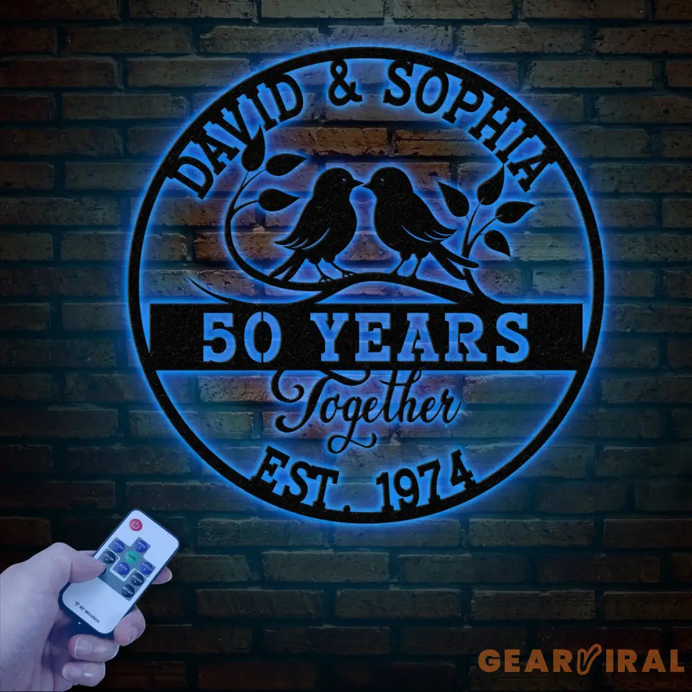 Custom 50 Years Together Floral Metal Sign Personalized Last Name Monogram Anniversary Gift Wedding Metal Sign