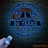 Custom 50 Years Together Floral Metal Sign Personalized Last Name Monogram Anniversary Gift Wedding Metal Sign