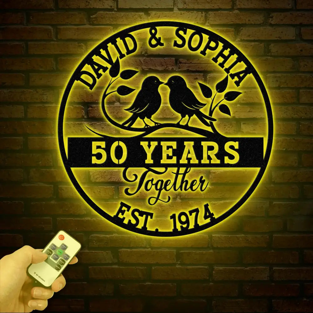 Custom 50 Years Together Floral Metal Sign Personalized Last Name Monogram Anniversary Gift Wedding Metal Sign