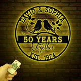 Custom 50 Years Together Floral Metal Sign Personalized Last Name Monogram Anniversary Gift Wedding Metal Sign