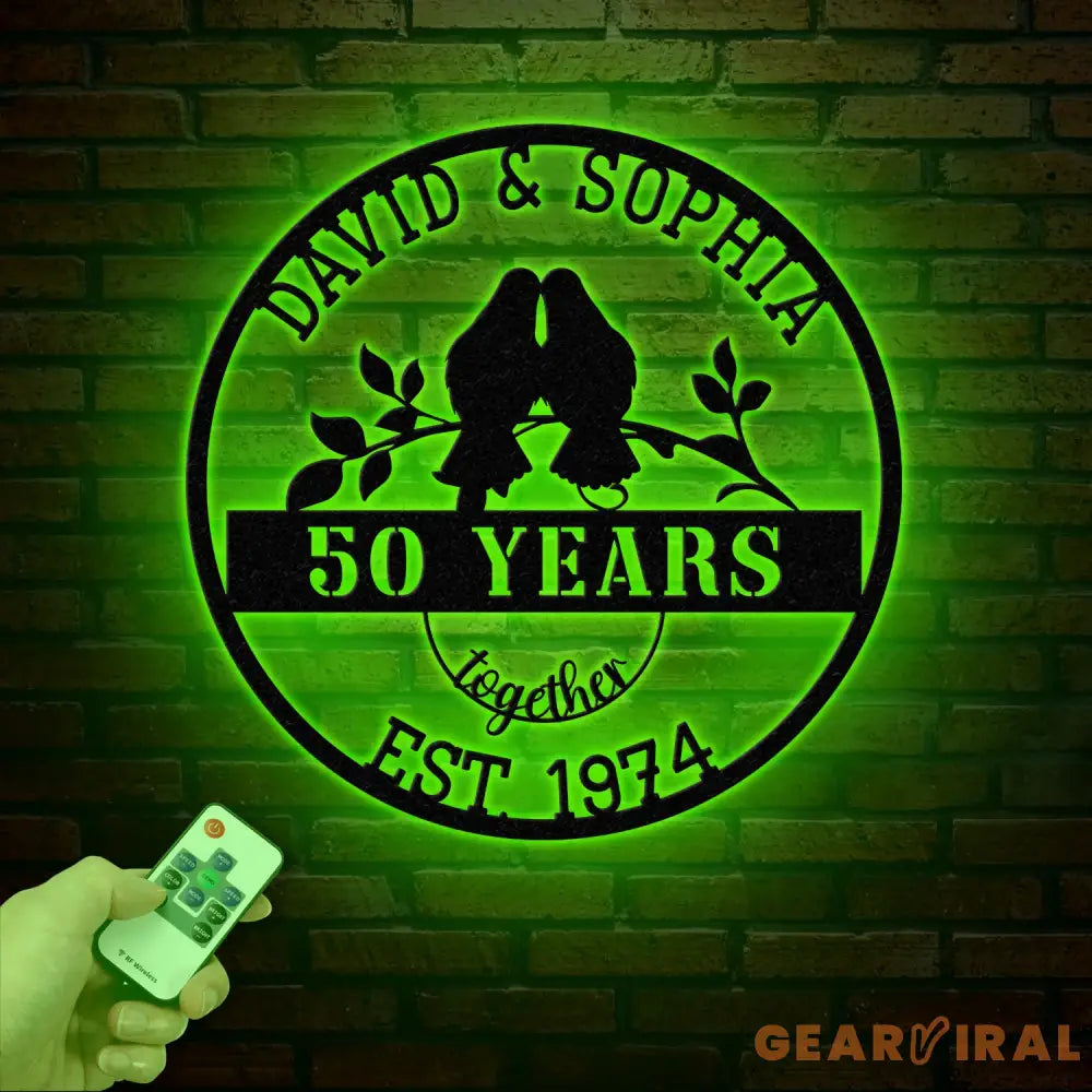 Custom 50 Years Together Floral Metal Sign Personalized Last Name Monogram Anniversary Gift Wedding Metal Sign