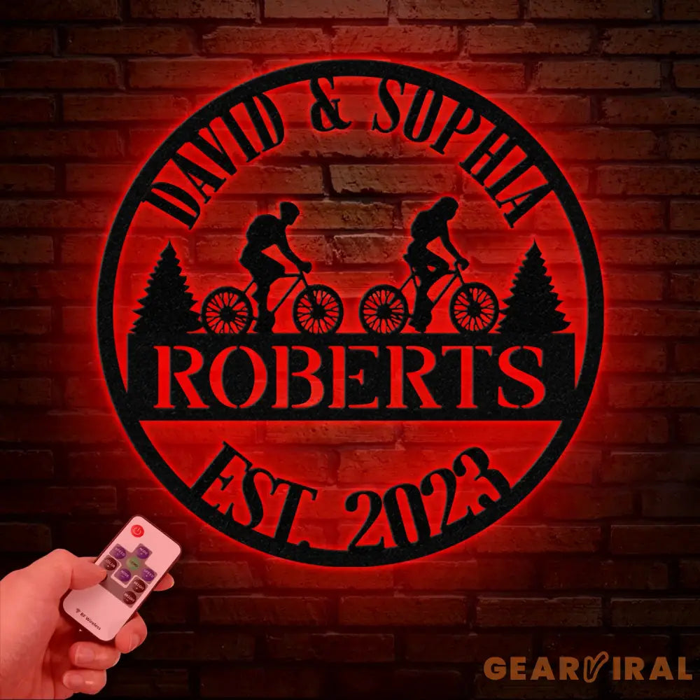 Custom 50th Anniversary Gift Golden Wedding Metal Sign with Couple Cycling Personalized Wall Art for Parents Wedding