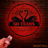 Custom 50th Anniversary Gift Golden Wedding Metal Swan Sign Personalized Wall Art for Parents Husband Wife Friends