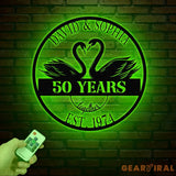 Custom 50th Anniversary Gift Golden Wedding Metal Swan Sign Personalized Wall Art for Parents Husband Wife Friends