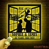 Custom 50th Anniversary Gift Golden Wedding Metal Wall Art Personalized Sunset Mountain Decor Wedding Gift for Parents