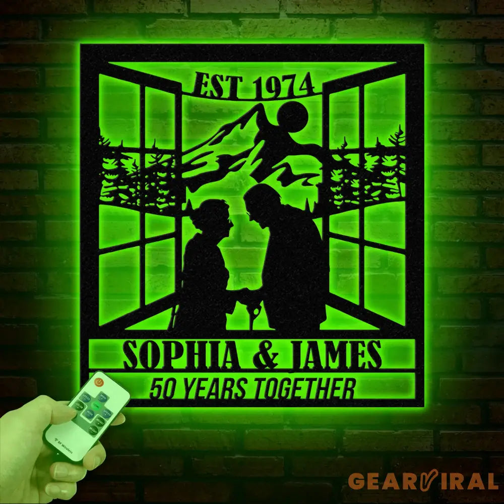 Custom 50th Anniversary Gift Golden Wedding Metal Wall Art Personalized Sunset Mountain Decor Wedding Gift for Parents