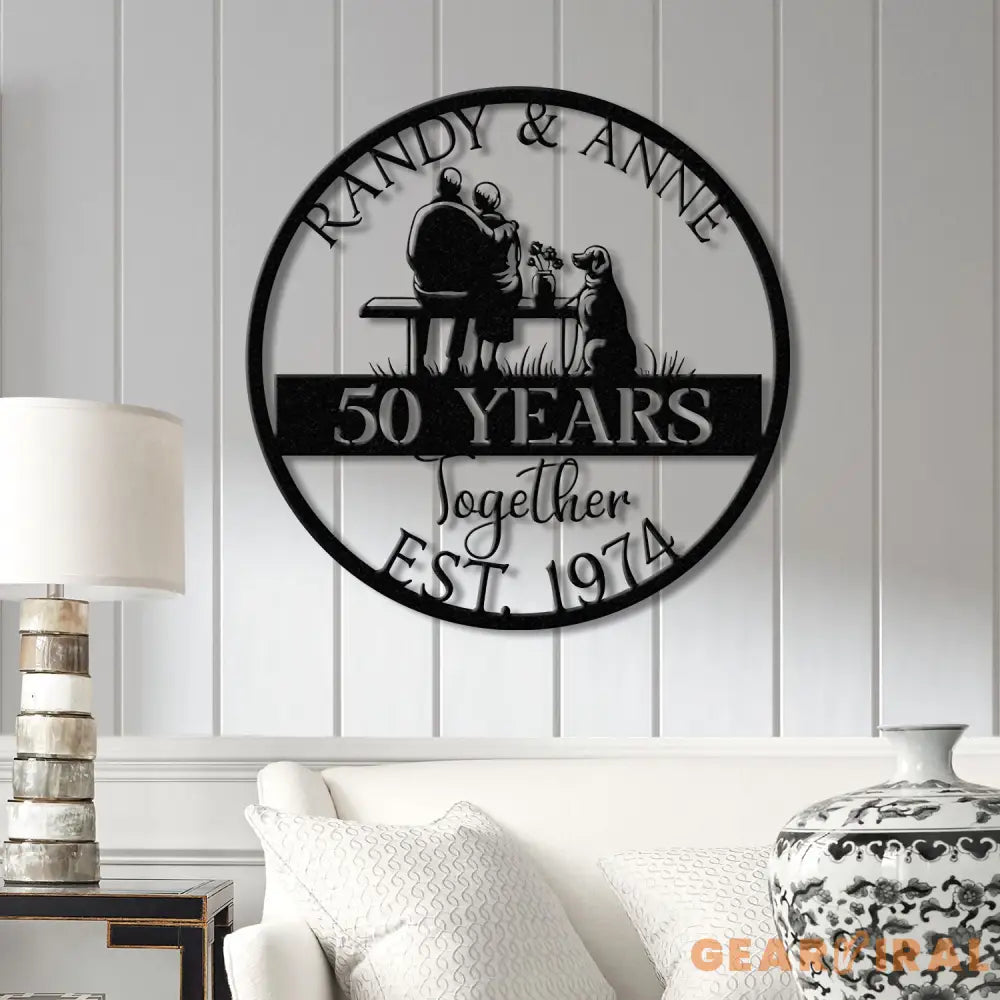 Custom 50th Anniversary Metal Sign - Golden Wedding Gift for Parents - Personalized Wall Art for Couples Husband and