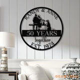 Custom 50th Anniversary Metal Sign - Golden Wedding Gift for Parents - Personalized Wall Art for Couples Husband and