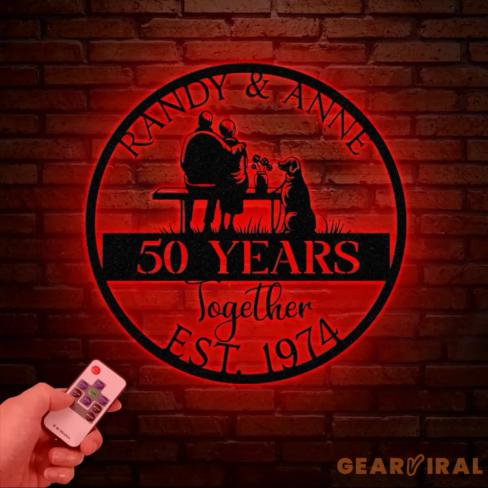 Custom 50th Anniversary Metal Sign - Golden Wedding Gift for Parents - Personalized Wall Art for Couples Husband and