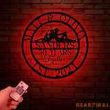 Custom 50th Anniversary Western Metal Sign - Personalized Last Name LED Sign - Wedding or Housewarming Gift - Custom