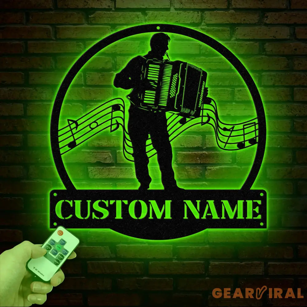 Custom Accordion Player Name Metal Sign Personalized Melodeon Player Wall Decor Music Room Sign Musician Wall Hanging
