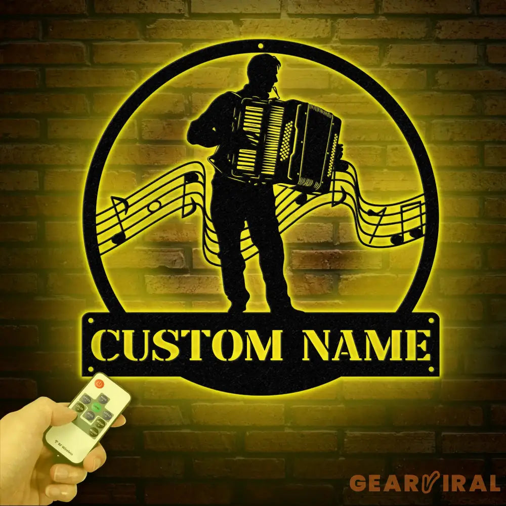 Custom Accordion Player Name Metal Sign Personalized Melodeon Player Wall Decor Music Room Sign Musician Wall Hanging