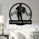 Custom Accordion Player Name Metal Sign Personalized Melodeon Player Wall Decor Music Room Sign Musician Wall Hanging
