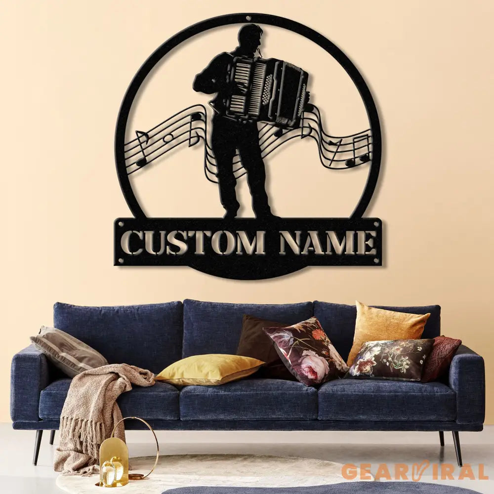 Custom Accordion Player Name Metal Sign Personalized Melodeon Player Wall Decor Music Room Sign Musician Wall Hanging
