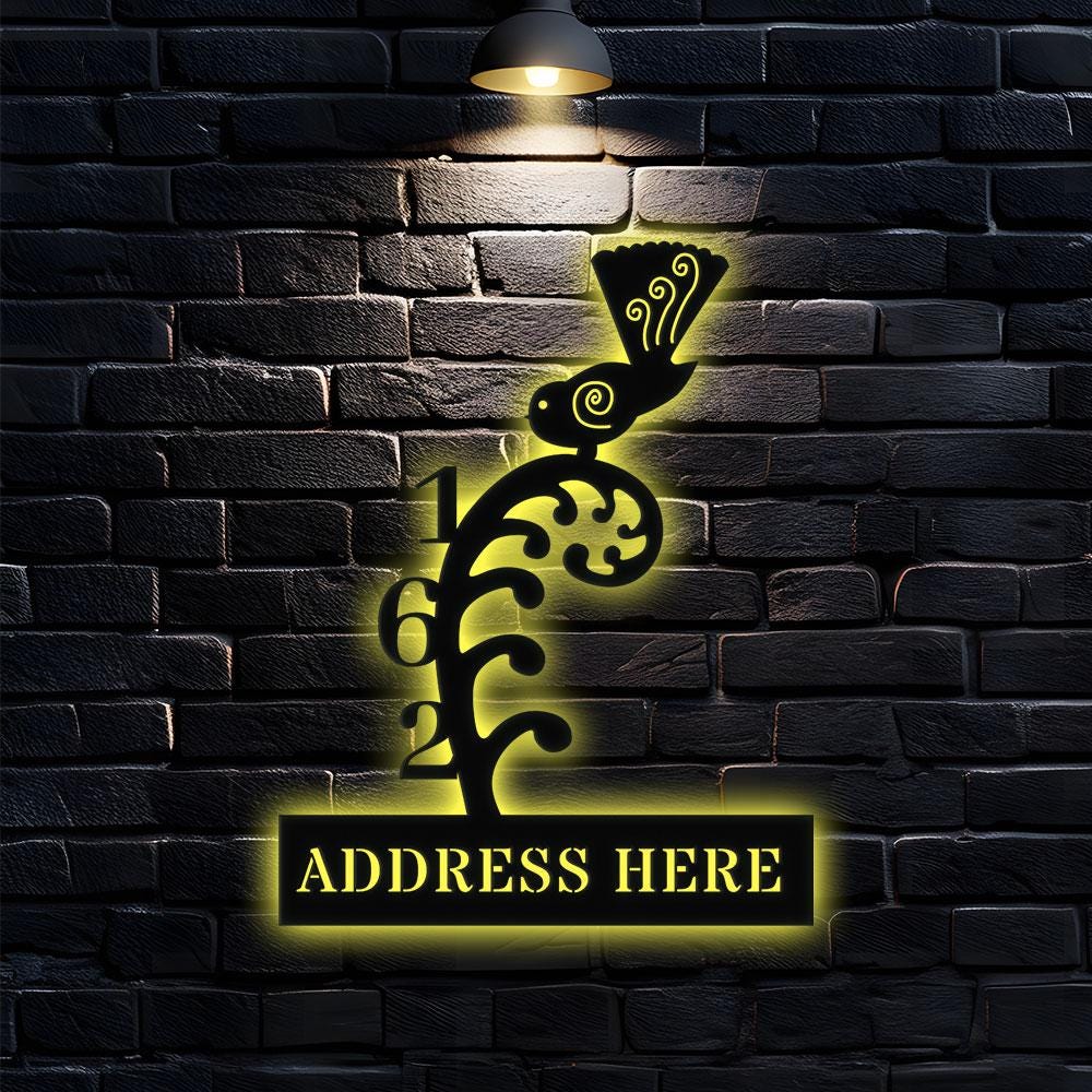 Custom Address Number Metal LED Sign, Personalized Family Name Led Metal Sign, Outdoor Door Decor, Address Wall Art, Gift for Housewarming