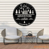 Custom Adventure Cabin Sign Personalized Rustic Cabin Wall Art Metal Mountain Cabin Decor Cabin Name Sign Outdoor Cabin