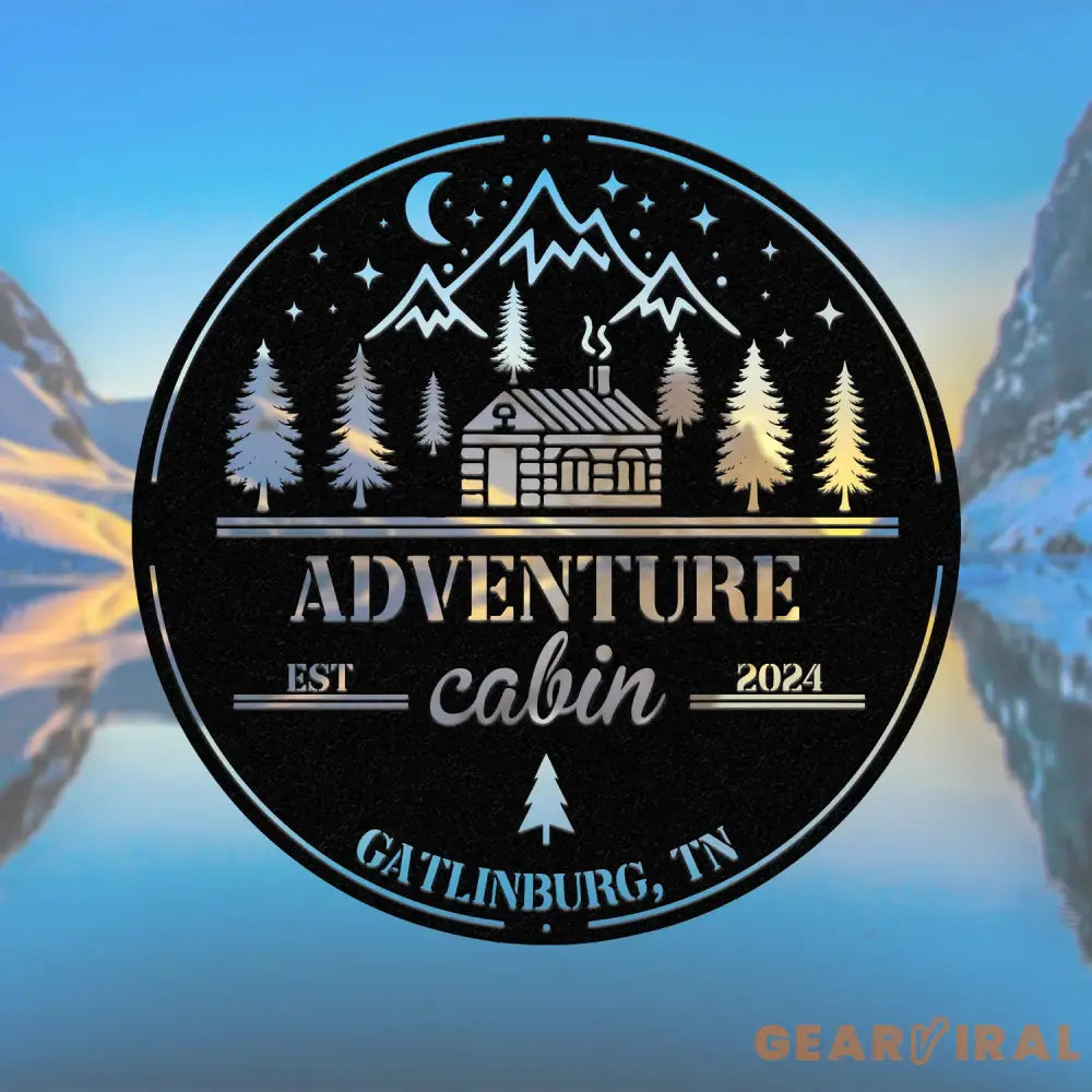 Custom Adventure Cabin Sign Personalized Rustic Cabin Wall Art Metal Mountain Cabin Decor Cabin Name Sign Outdoor Cabin