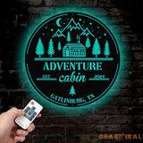 Custom Adventure Cabin Sign Personalized Rustic Cabin Wall Art Metal Mountain Cabin Decor Cabin Name Sign Outdoor Cabin