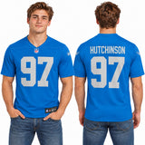 Custom Aidan Hutchinson Detroit Lions Fan Inspired Legend Player Performance Top - Blue