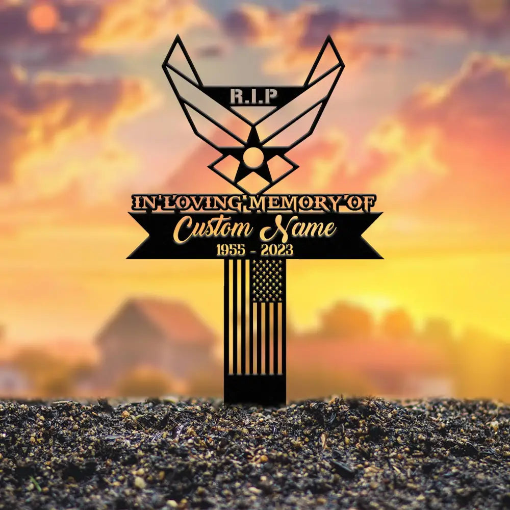 Custom Air Force Memorial Stake Garden Metal Stake In Loving Memorial Sympathy Gift Veteran Grave Marker Remembrance