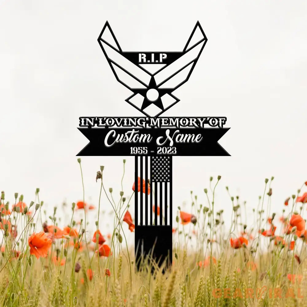 Custom Air Force Memorial Stake Garden Metal Stake In Loving Memorial Sympathy Gift Veteran Grave Marker Remembrance