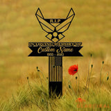 Custom Air Force Memorial Stake Garden Metal Stake In Loving Memorial Sympathy Gift Veteran Grave Marker Remembrance