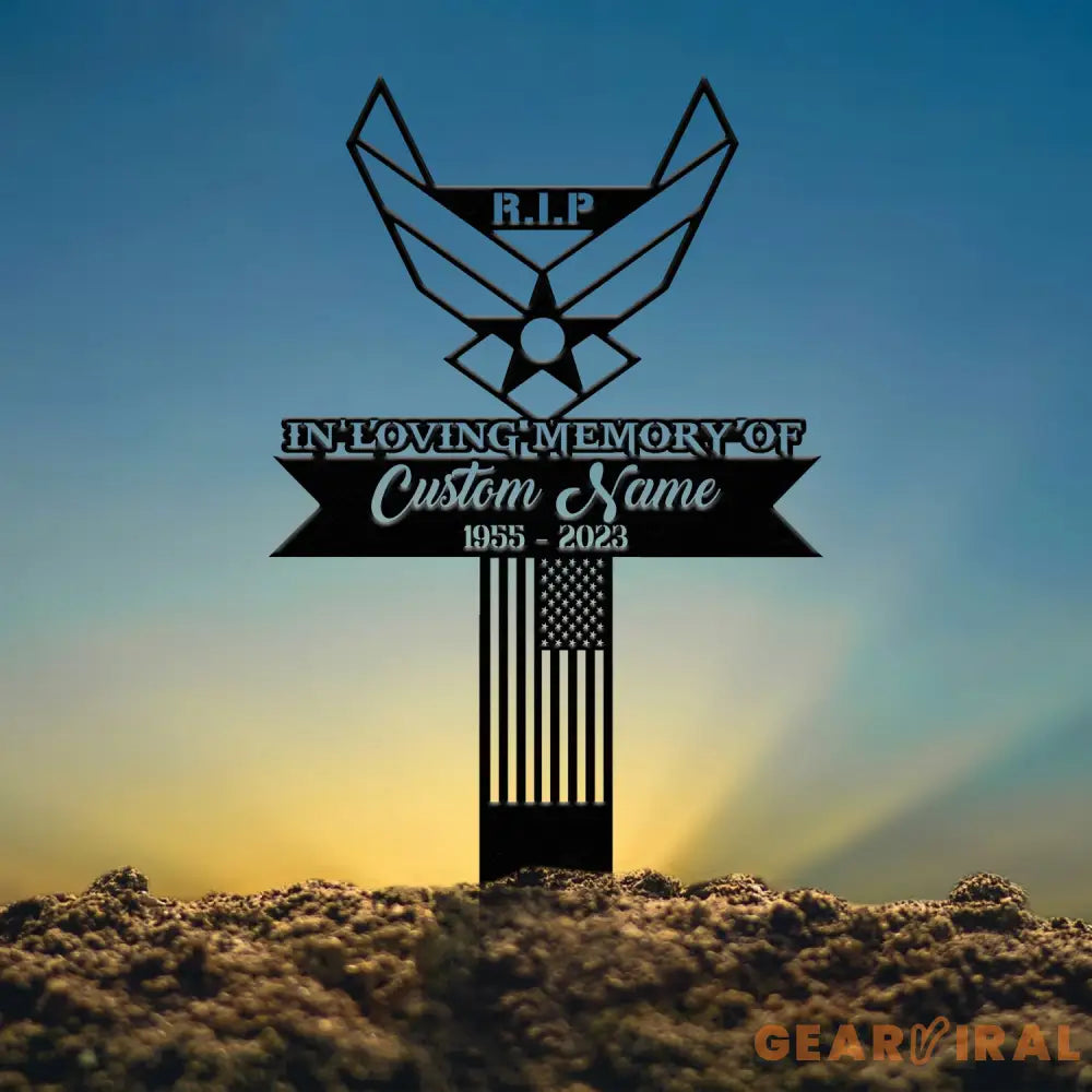Custom Air Force Memorial Stake Garden Metal Stake In Loving Memorial Sympathy Gift Veteran Grave Marker Remembrance