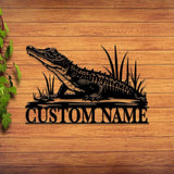 Custom Alligator Metal Sign with Led Light Personalized Crocodile Name Sign Nursery Swamp Animal Decoration