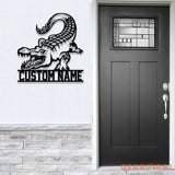 Custom Alligator Metal Sign with Led Light Personalized Crocodile Name Sign Nursery Swamp Animal Decoration