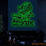 Custom Alligator Metal Sign with Led Light Personalized Crocodile Name Sign Nursery Swamp Animal Decoration